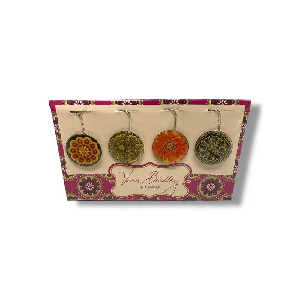 Vera Bradley Floral Mandala Heavy Duty Paper Clips Set of 8 Multicolor New 2010